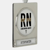 RN登パーソナライズされた録ナース卒業祝い シルバープレートバナーオーナメント (右)
