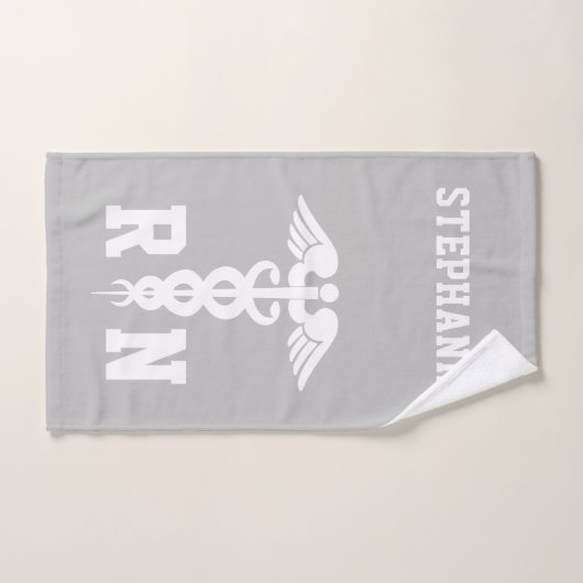 RN登録カスタムナースカドゥセウス医療シンボル ハンドタオル (ハンドタオル)