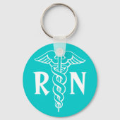 RN登録ナースキーチェーンとカドゥーセウス記号 キーホルダー (正面)