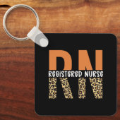 RN登録ナースレオパードタイポグラフィ キーホルダー (正面)