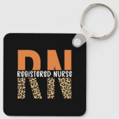 RN登録ナースレオパードタイポグラフィ キーホルダー (裏面)