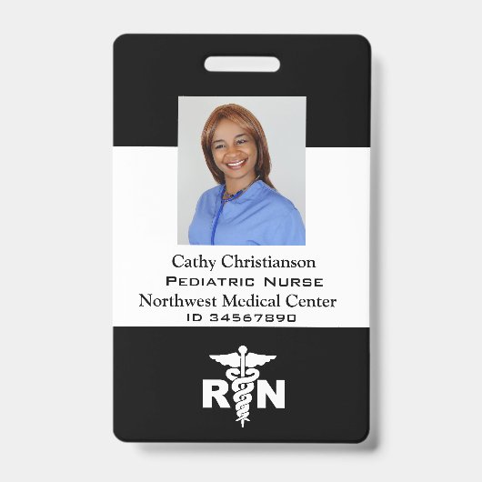RN登録ナース名バッジスキャナコード バッジ (正面)
