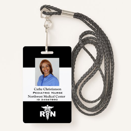 RN登録ナース名バッジスキャナコード バッジ (正面ランヤード)