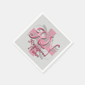 RN登録ナース、ピンククロススワール スタンダードカクテルナプキン (角)