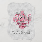 RN登録ナース、ピンククロス旋回 招待状 (正面/裏面)