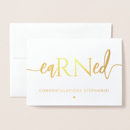 RN登録ナースEaRNed授乳祝い 箔カード (封筒付き正面)