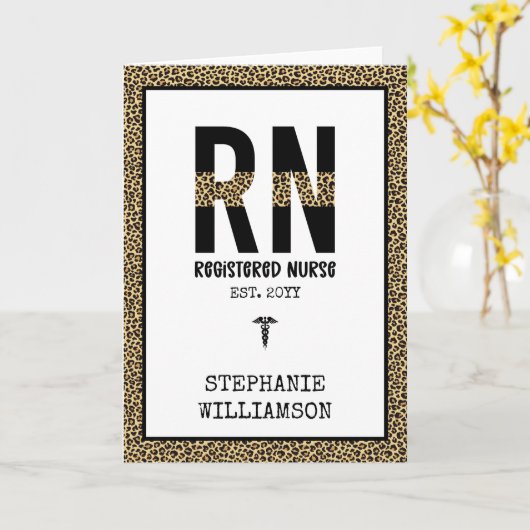 RN登録パーソナライズされたナース卒業ギフト カード (黄色い花)