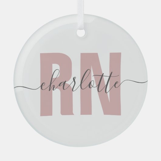 RN登録パーソナライズされたナース卒業ギフト ガラスオーナメント (正面)