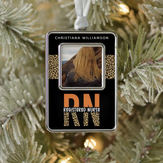 RN登録パーソナライズされたナース卒業写真 シルバープレートフレームオーナメント (ツリー)