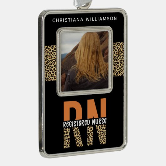RN登録パーソナライズされたナース卒業写真 シルバープレートフレームオーナメント (右)