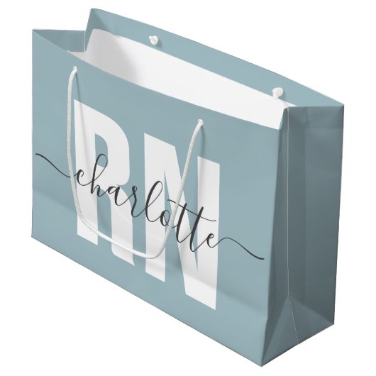 RN登録パーソナライズされたナース卒業 ラージペーパーバッグ (正面アングル)