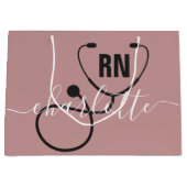 RN登録パーソナライズされたナース卒業 ラージペーパーバッグ (正面)