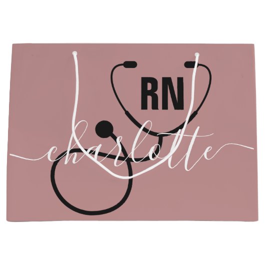 RN登録パーソナライズされたナース卒業 ラージペーパーバッグ (正面)