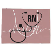 RN登録パーソナライズされたナース卒業 ラージペーパーバッグ (裏面)