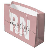 RN登録パーソナライズされたナース卒業 ラージペーパーバッグ (裏面アングル)