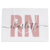 RN登録パーソナライズされたナース卒業 ラージペーパーバッグ (正面)