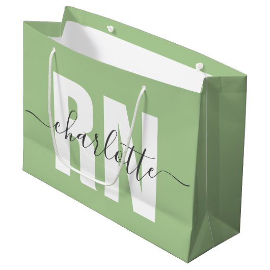 RN登録パーソナライズされたナース卒業 ラージペーパーバッグ (正面アングル)