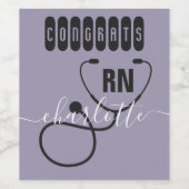 RN登録パーソナライズされたナース卒業 ワインラベル (シングルラベル)
