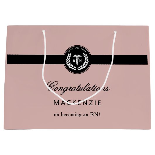 RN看護モダン学校卒業カスタム ラージペーパーバッグ (正面)