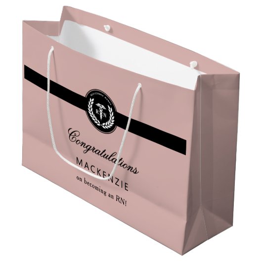 RN看護モダン学校卒業カスタム ラージペーパーバッグ (正面アングル)