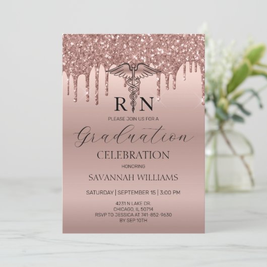 RN看護卒業お祝い 招待状 (スタンド正面)