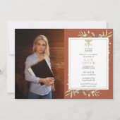 RN看護卒業テラコッタ葉の写真Inv 招待状 (正面)
