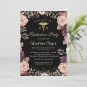 RN看護卒業パーティブルゴーニュフローラブラック 招待状 (スタンド正面)