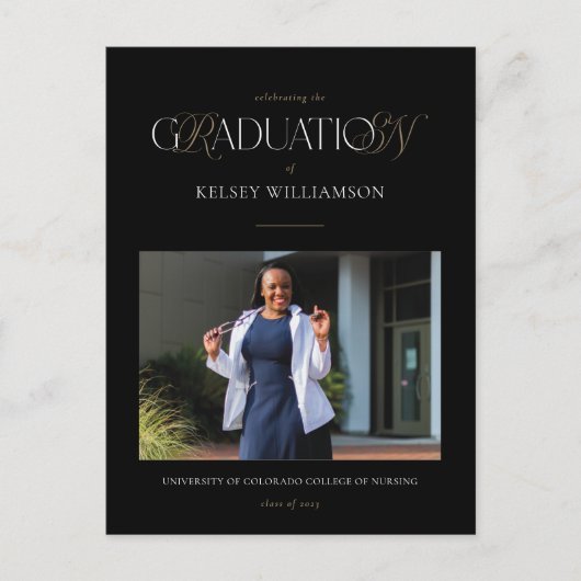 RN看護学位の写真卒業のお知らせ ポストカード (正面)