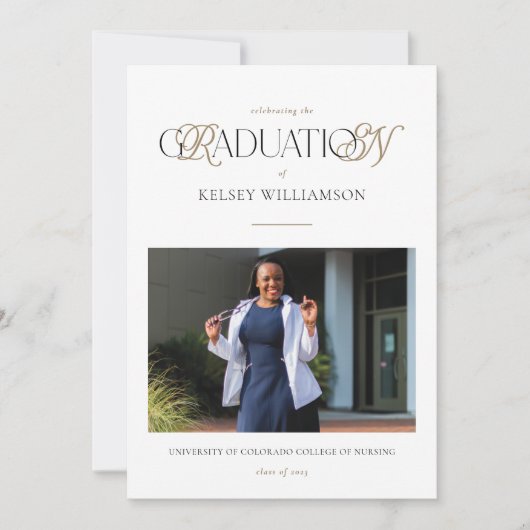 RN看護学位の卒業発表カード 案内状 (正面)