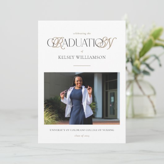 RN看護学位の卒業発表カード 案内状 (スタンド正面)