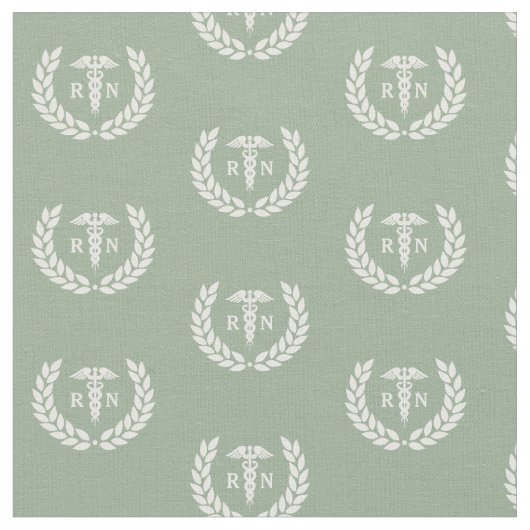 RN看護学校卒業パターンSage Green ファブリック (クローズアップ)