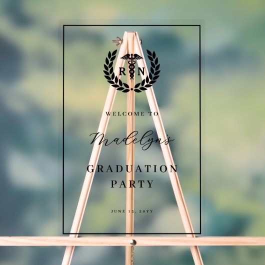 RN看護学校卒業モダン歓迎サイン アクリルサイン (ニュートラル)