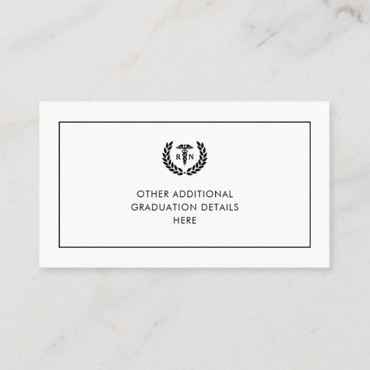 RN看護学校卒業名カードの挿入 コーリングカード (裏面)