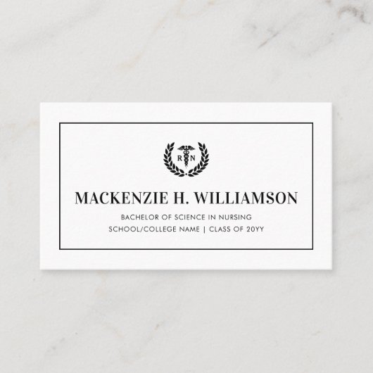 RN看護学校卒業名カードの挿入 コーリングカード (正面)