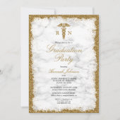 RN看護学校金ゴールド大理石写真卒業 招待状 (正面)