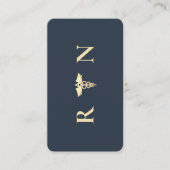 RN モダンエレガントモノグラム登録ナースブルー 名刺 (正面)