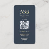 RN モダンエレガントモノグラム登録ナースブルー 名刺 (裏面)