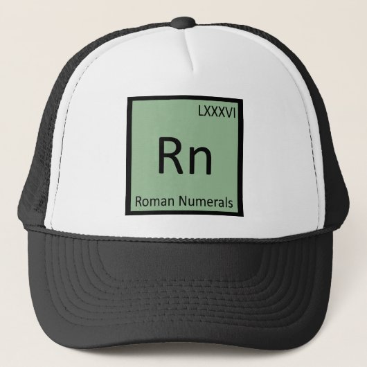 Rn - ローマ数字 化学周期表 キャップ (正面)