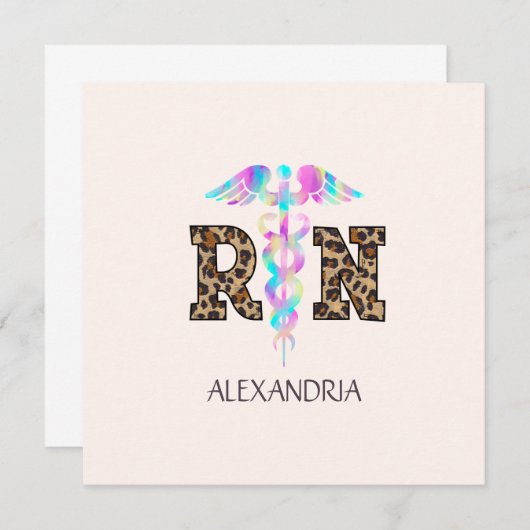 RN（正看護師）ヒョウ柄 (正面/裏面)