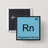 Rn -登録ナース化学要素シンボルTee 缶バッジ (正面&裏面)