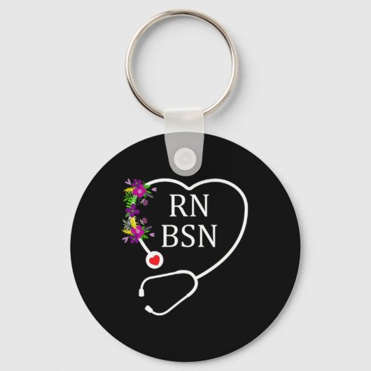 Rn Bsn登録ナース看護フローラ聴診器 キーホルダー (正面)