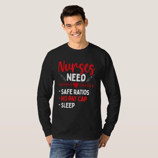 RN CNA Appreciation Safe Ratios No Pay Cap Sleep N Tシャツ (正面フル)