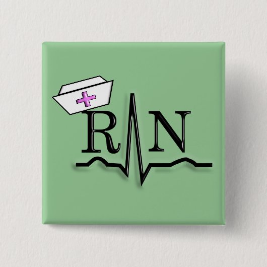 RN QRSのナースの帽子のデザイン 缶バッジ (正面)