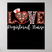 RN Registered Nurse Love Heart Stethoscope For ポスター (正面)
