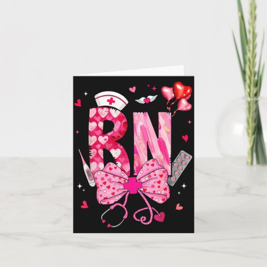 Rn Valentine Coquette Bow Stethoscope Nurse Girl W カード (正面)