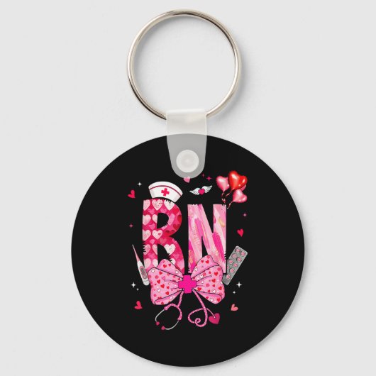 Rn Valentine Coquette Bow Stethoscope Nurse Girl W キーホルダー (正面)