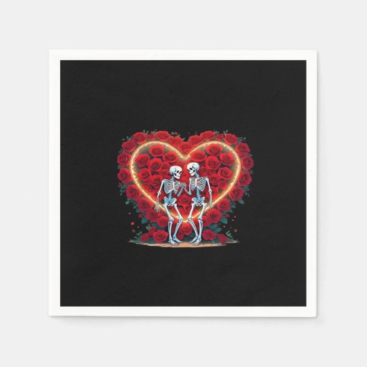 Roの中で手を持つ骨組みハート スタンダードカクテルナプキン (正面)