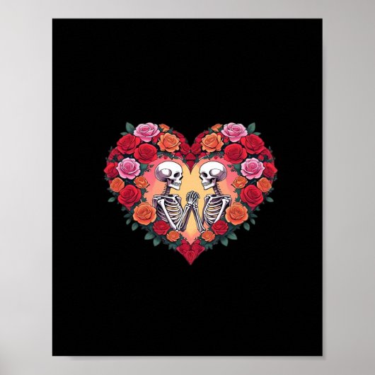 Roの中で手を持つ骨組みハート ポスター (正面)