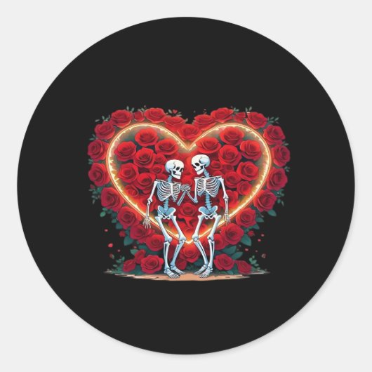 Roの中で手を持つ骨組みハート ラウンドシール (正面)