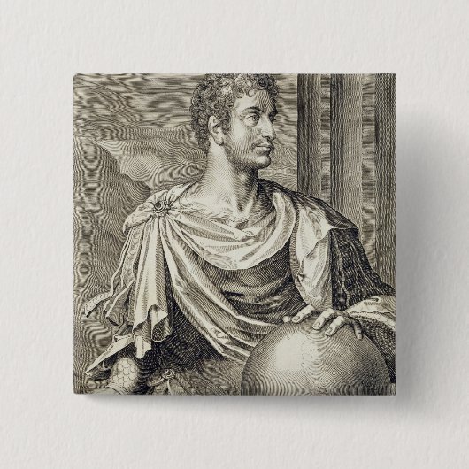 RoのD. Octavius Augustus (63紀元前に- 14広告)皇帝 缶バッジ (正面)